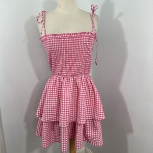 Zara Pink Gingham Mini Dress